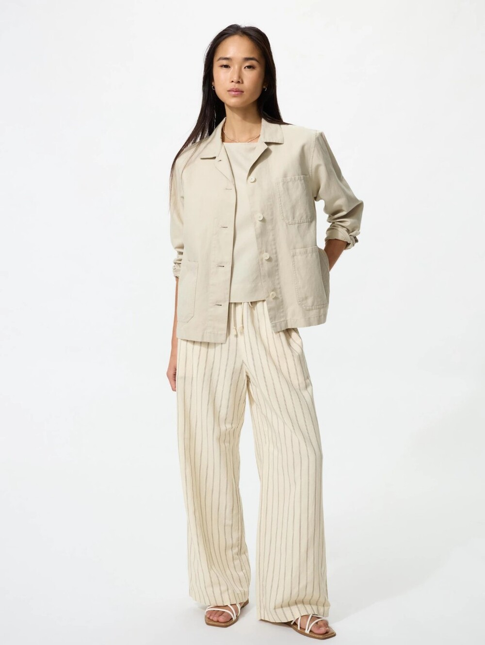 Uniqlo Linen Blend Easy Pants Stripe